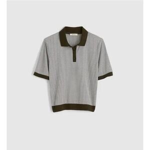 Madewell Striped Shrunken Polo Tee in Bronzed Avocado